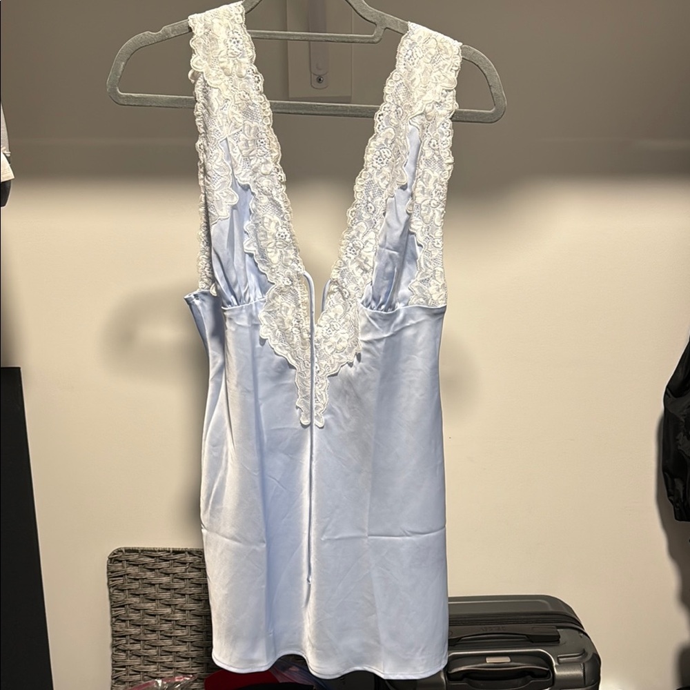 Princess Polly Blue and White Lace Chemise